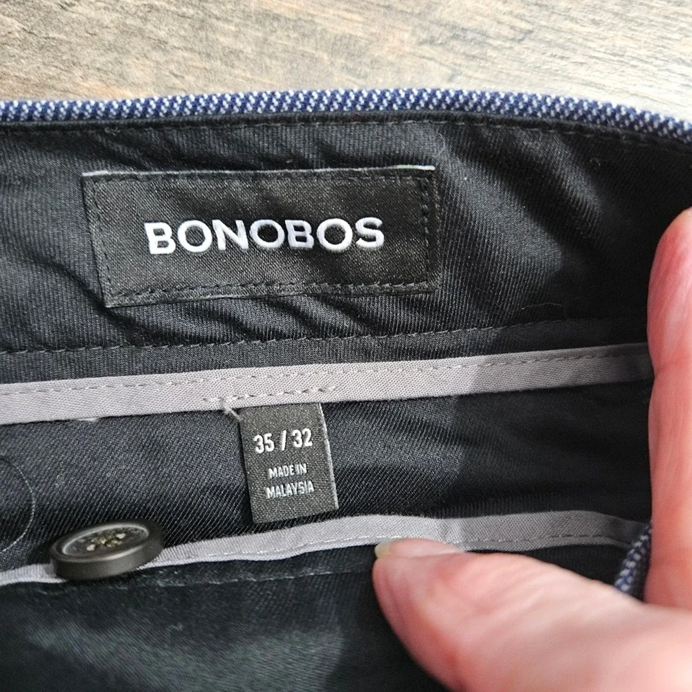 Bonobos Mens Daily Grind Wednesday Dress Pants Light Blue Micro Pattern‎ 35x29